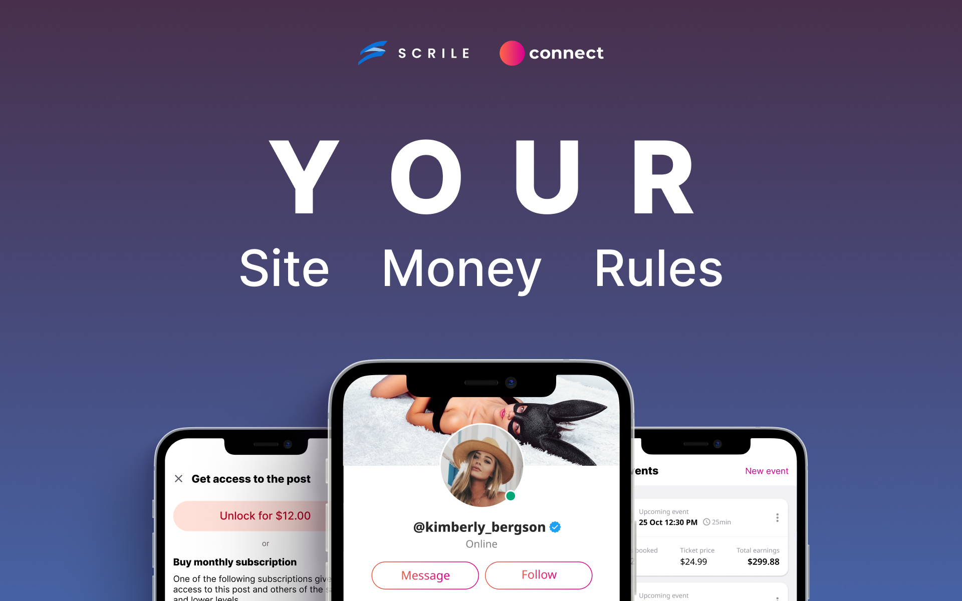 Start your own personalized website for content monetization with Scrile Connect