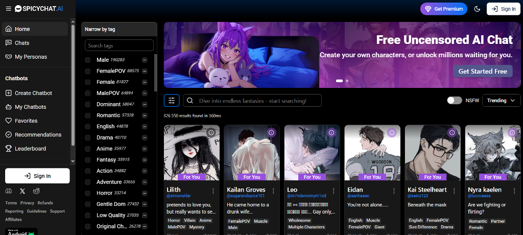 Spicychat AI interface