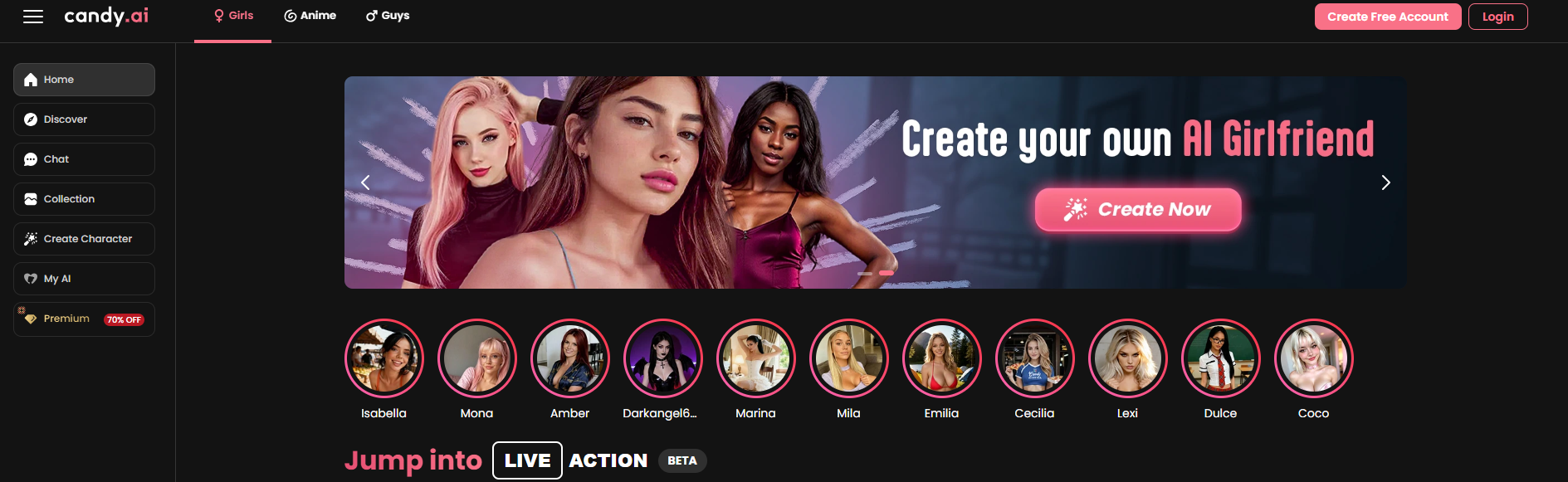 candy ai website main page