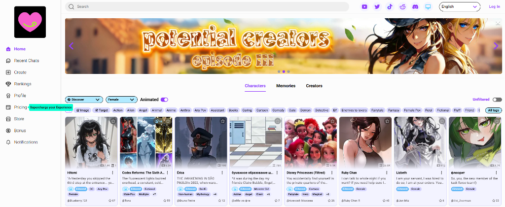 Crushon AI website interface