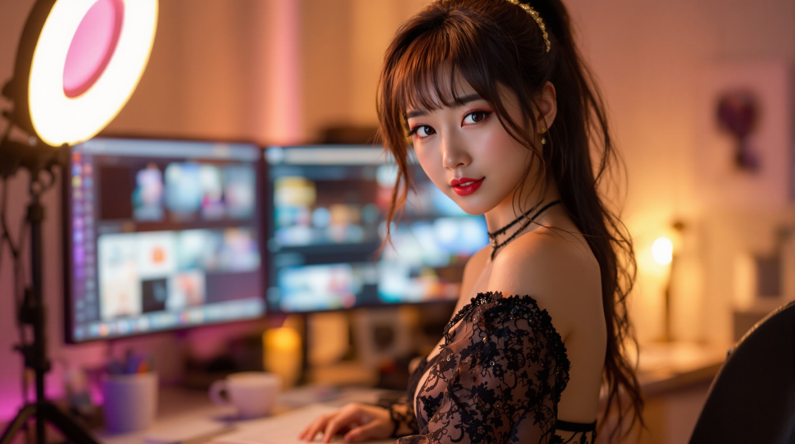 Cosplay content studio setup for a creator building premium subscription content