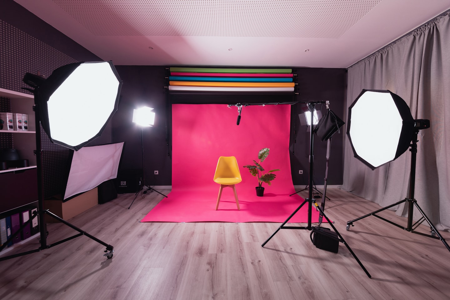 Softbox studio setup showing a flattering lighting option for creator photo and video content