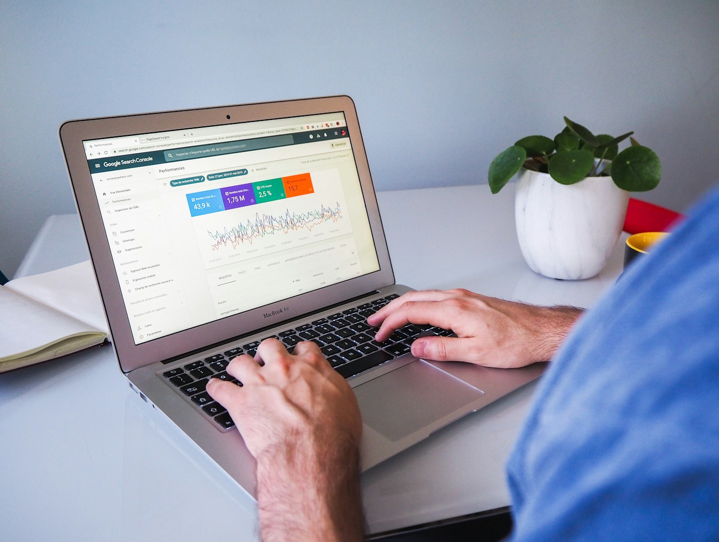 Search performance interface used to review crawlability and indexation on an adult content site