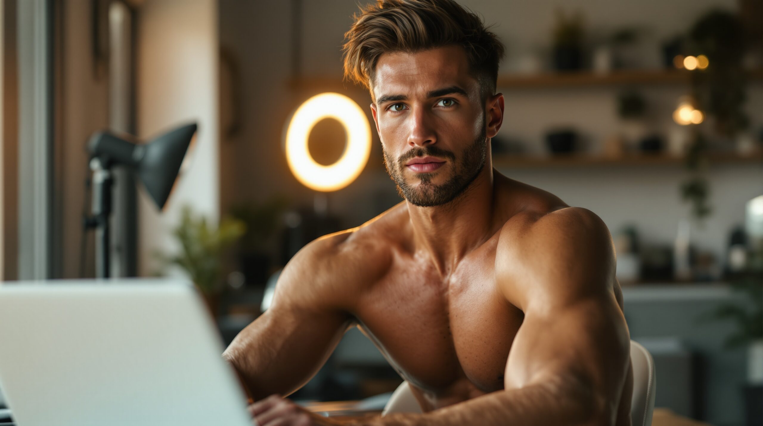 Bright home office scene showing a creator or assistant managing daily subscription business tasks