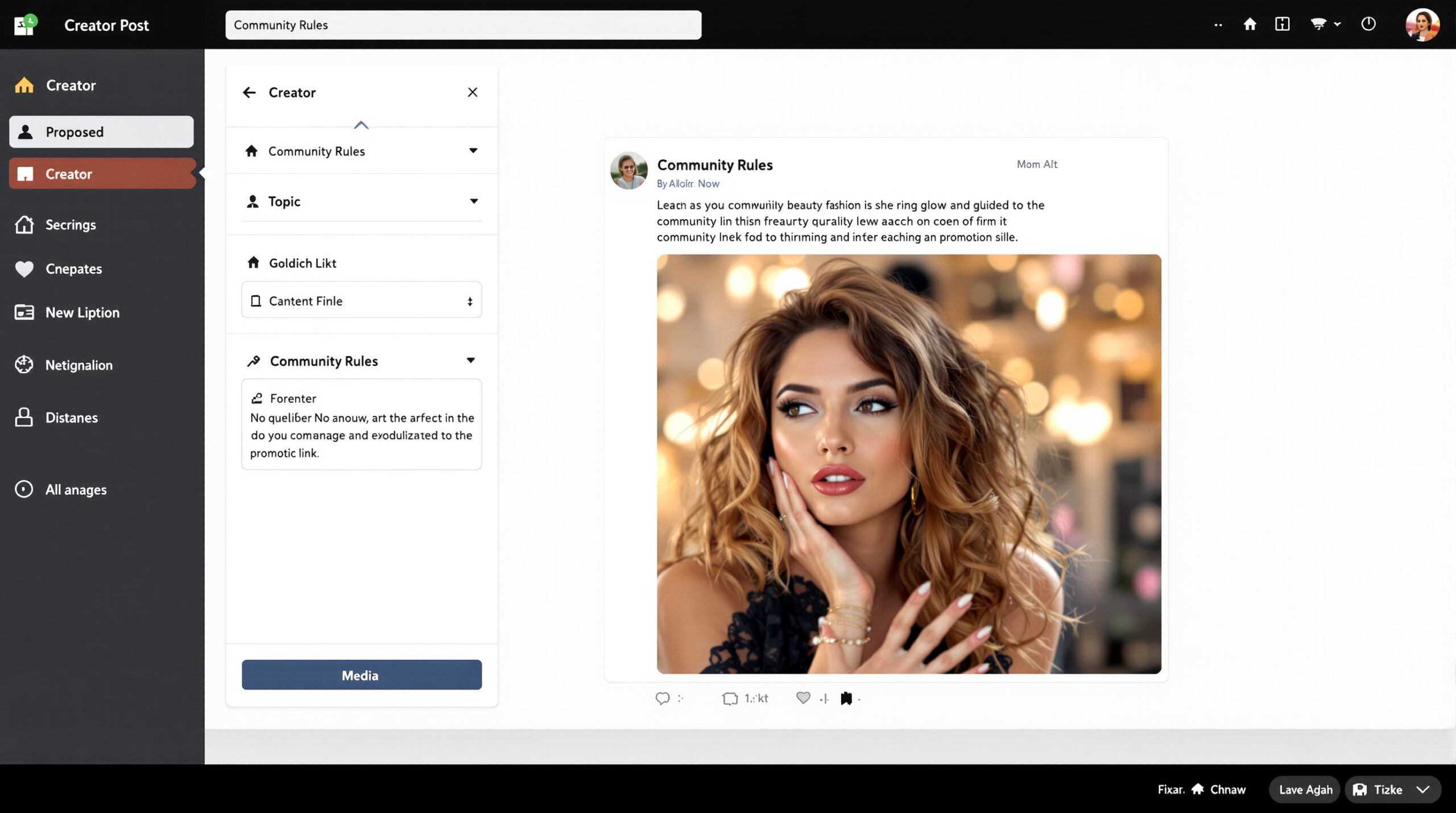 A creator compares a proposed post with community rules before adding any promotional link.
