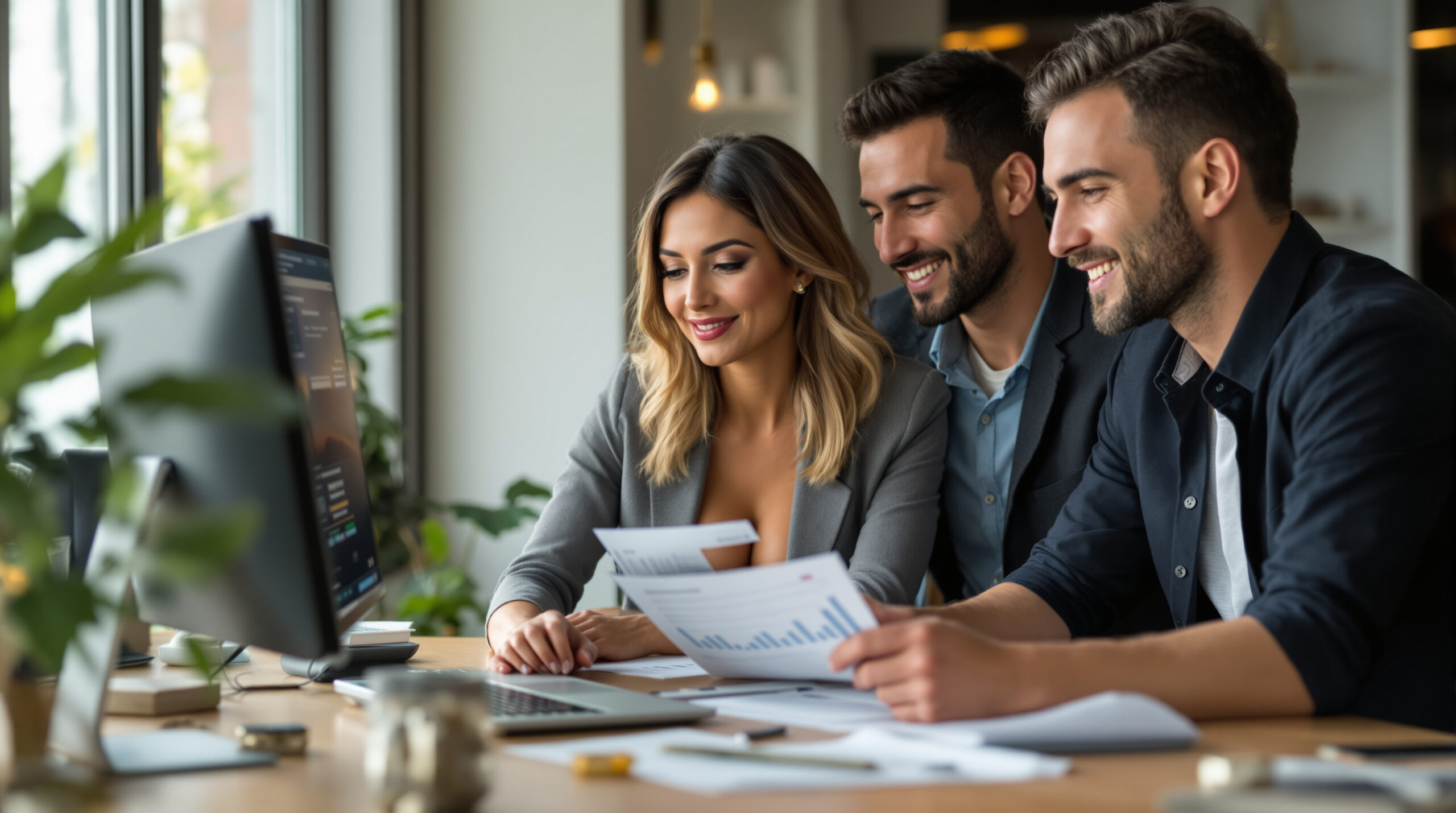 Creator and business partner reviewing a completed campaign test