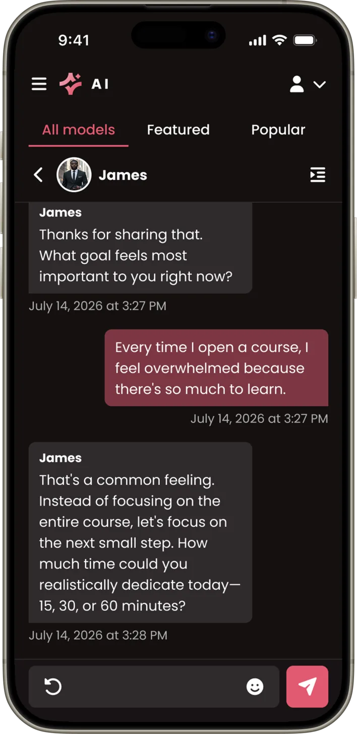 Gay AI companion chat screen Gay AI companion chat screen