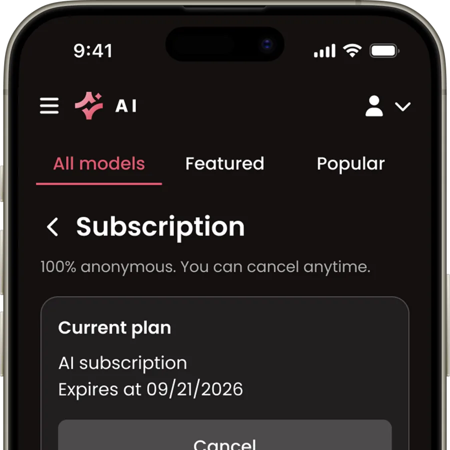 Subscription plan for an NSFW AI image generator