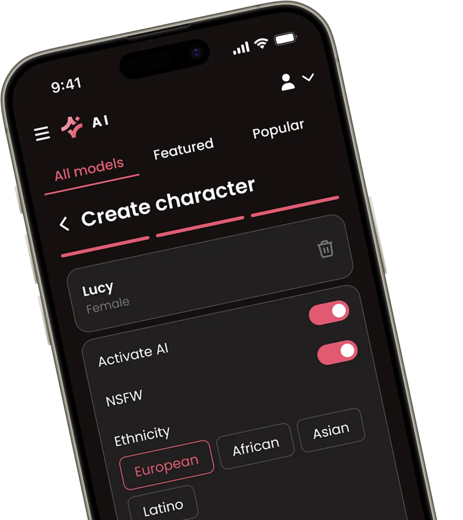 Synthetic adult character generator with generation settings Synthetic adult character generator with generation settings