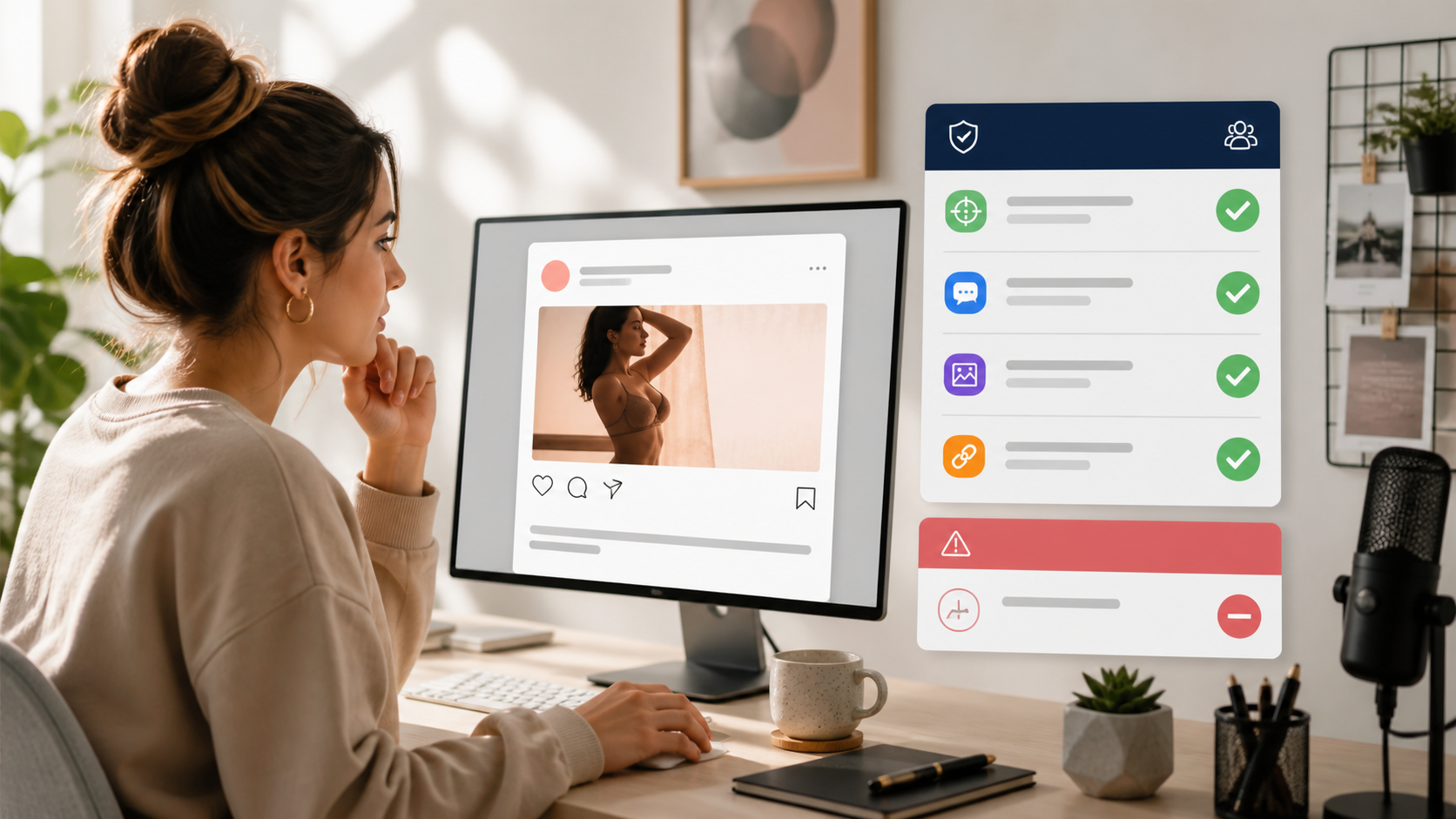 A two-layer compliance gate separates destination-community rules from OnlyFans account rules.