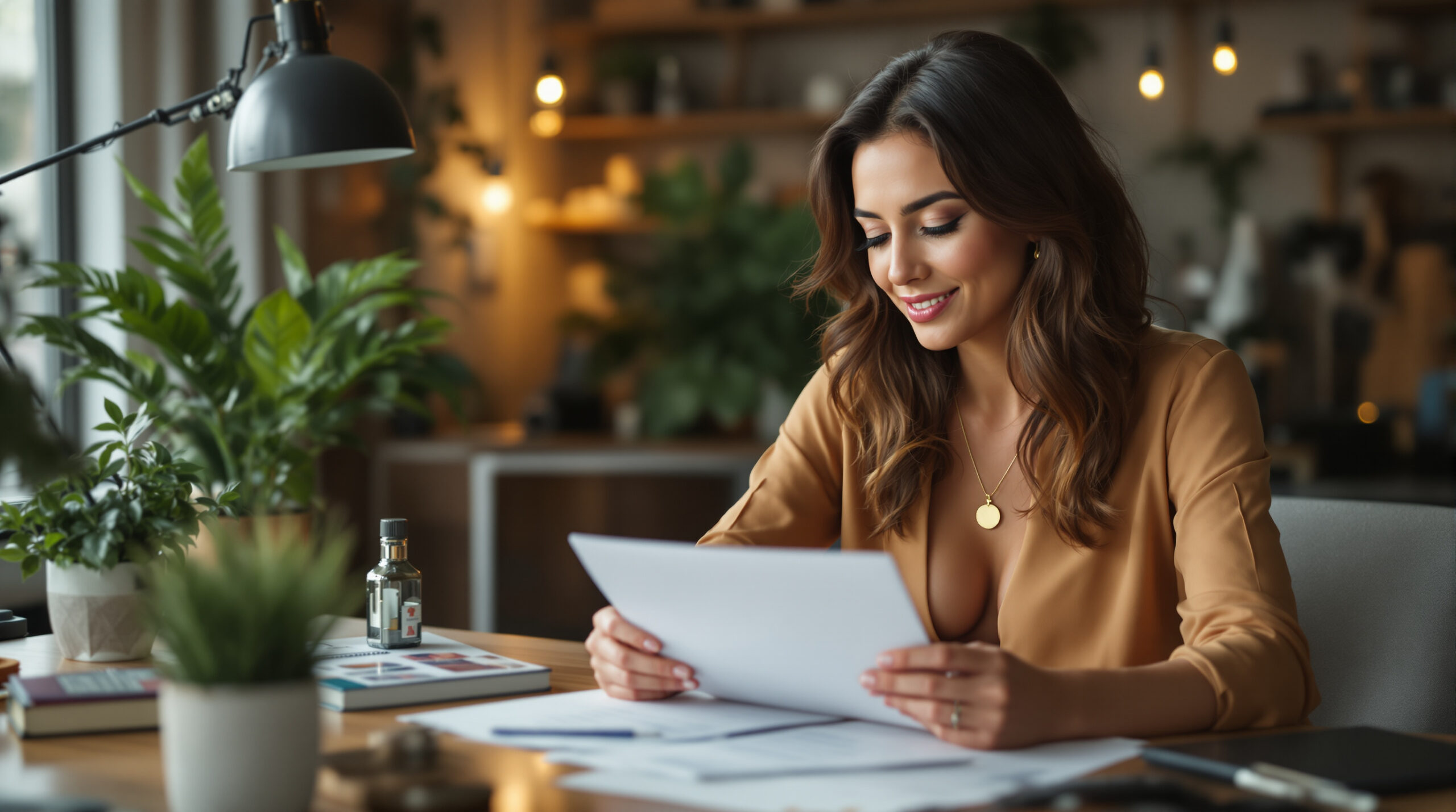 Creator reviewing promotion notes and account activity at a home desk