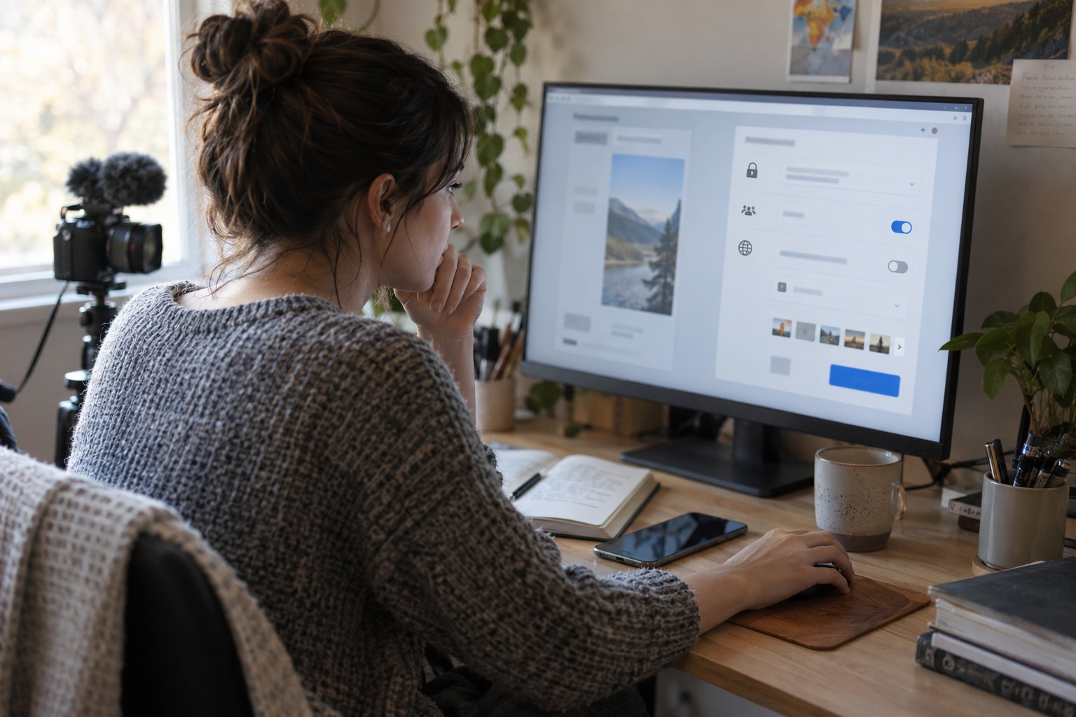 Creator checking privacy and campaign controls before publishing
