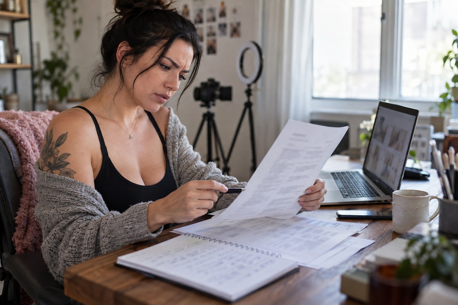 Promotion contract and verification notes beside a laptop